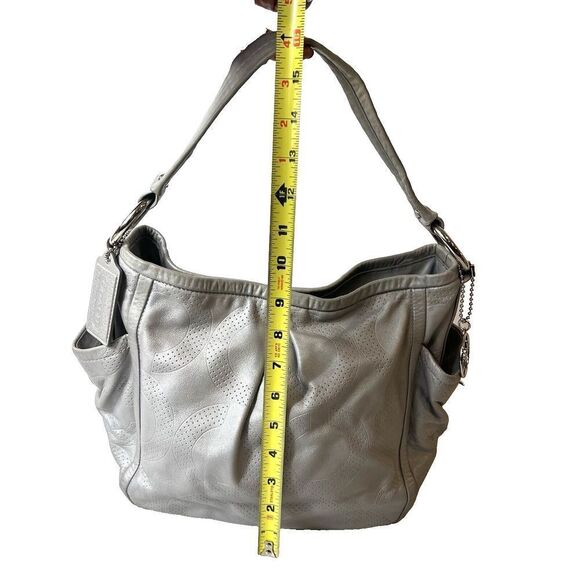 Coach B0971-13622 Gray Pebble Leather Silver Hardware Hobo Shoulder Monogram Bag - Picture 12 of 15